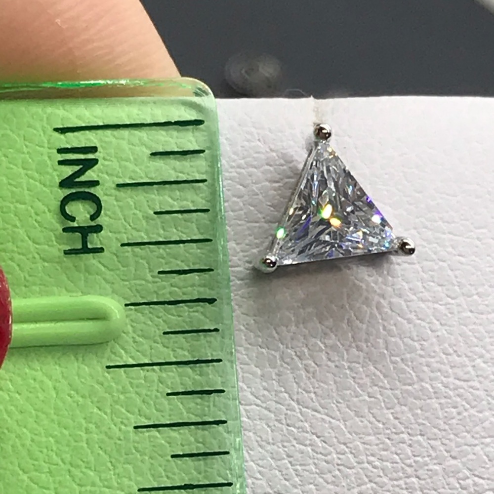 Sterling Silver 925 Triangle Stud Earrings - Picture 5 of 5